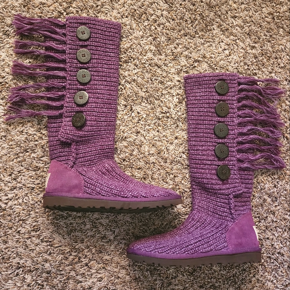 UGG Australia Cardi Tall Boots Purple Sz 6 EUC